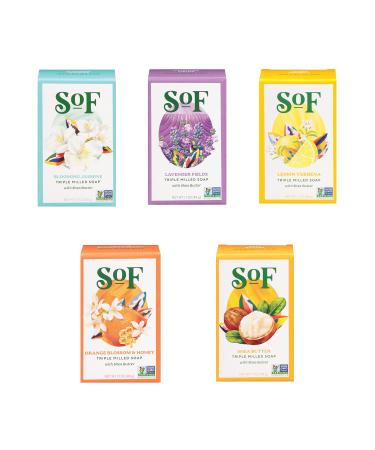 South of France Natural Body Care Travel Size Bar Soap (Variety Pack 5 Travel Bars) Variety Pack 5 Travel Bars