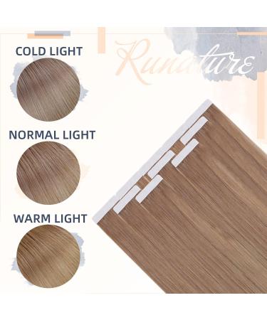 RUNATURE Blonde Ombre Brown 20 Inch Tape in Hair Extensions - 50g Human Hair 1-Tape #10/14 - Buy Online on GoSupps.com