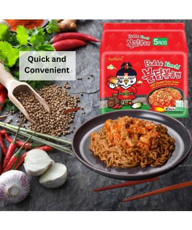 Samyang Kimchi Noodles - Hot Chicken Flavor - Ramen Buldak Spicy Noodles - Ideal Choice for your Evening Snack or Anytime Hunger (Pack of 2) Kimchi Pack of 2 - Buy Online on GoSupps.com