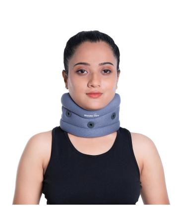 Wonder Care Cervical Collar for Neck Pain Soft Neck Support Brace for Spondylitis Neck Pain Relief for Men & Women Grey (Large: 4"-4.5") L (Pack of 1) Grey