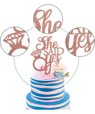 Unimall Rose Gold 'She Said Yes' Cake Topper - Perfect for Engagement Bridal Shower & Bachelorette Party Decorations | Multi-Color Delivery Available - Buy Online on GoSupps.com