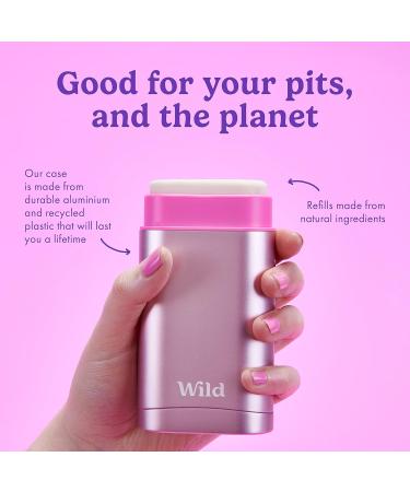 Wild - Natural Refillable Deodorant - Vegan & Eco-Friendly - Aluminum Free - Long Lasting Protection - Natural Ingredients - Starter Kit - Pink Case Jasmine & Mandarin Blossom Refill - 1.4oz - Buy Online on GoSupps.com