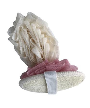 2 PCS Loofah Scrubber for Shower  Exfoliating Body Loofah Sponge Brushes Pouf Bath Mesh Brush Shower Puff Bath Travel Loofah with Elastic Hand Strap Loofah Flower Ball - Buy Online on GoSupps.com