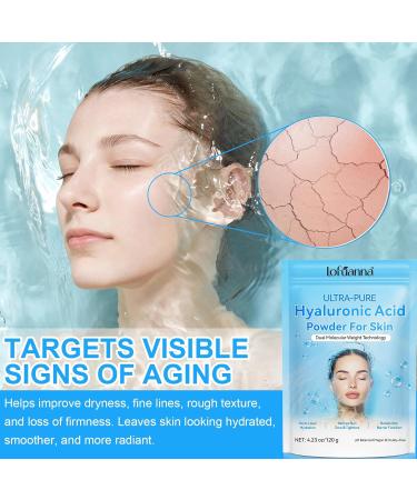 Poudre d'Acide Hyaluronique - 120g Hyaluronic Acid Powder Visage & Corps Technologie Double Poids Mol culaire Hydratation Profonde Att nue les Ridules Am liore l' lasticit Cutan e pour S rum DIY - Buy Online on GoSupps.com