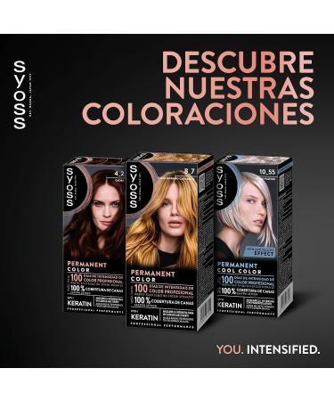  Syoss SYOSS Permanent Color 8-7 Golden Blonde Caramel Hair Colour and Keratin Mask for Professional Coverage of Grey Hair Lasting Colour and Intensive Care Pack of 3 - Buy Online on GoSupps.com