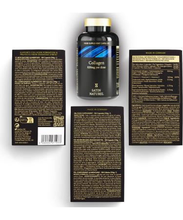 Buy Satin Naturel Collagen Complex with Hyaluronic Acid - 180 High-Dose Capsules | Vitamin C Elastin & Spirulina | No Additives | Made in Germany - Buy Online on GoSupps.com