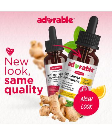 Adorable Anti-Nausea Ginger Liquid Non-Drowsy Nausea & Upset Stomach Formula 60 mg of Ginger per dose - 50 mL - Buy Online on GoSupps.com