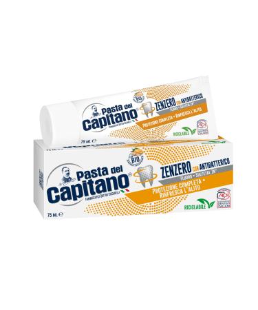 Pasta del Capitano Ginger Toothpaste with Bio antibacterial guarantees complete protection of teeth and always gives fresh breath 100% made in Italy 75 ml tube