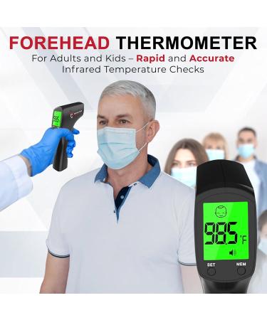 Buy Forehead Infrared Thermometer for Kids & Adults - Non-Contact LCD Digital Thermometer with Alarm 20 Memory Functions & Batteries Included - Accurate Temperature Checks for Home & Liquid - Buy Online on GoSupps.com