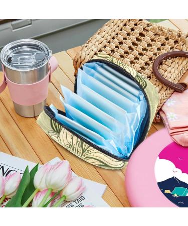 Javenproeqt Portable Women's Binding Bags | Menstrual Cup Pocket & Pads | Ideal for Teenage Girls | Hand-Drawn Multicolored Green Lily - Buy Online on GoSupps.com