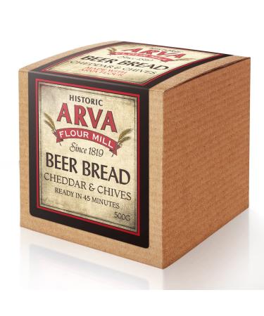 Arva Beer Bread Mix - Just add Beer Carbonated Drink Or Soda (500g) Beer Bread Kit - Ready in 45 Minutes - Gourmet Cheddar & Chives Beer Bread Mixes - No Yeast Easy Baking Batter Dough