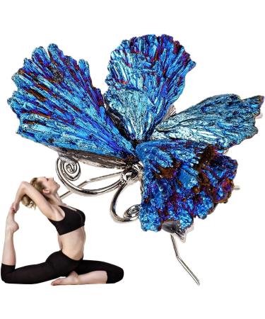 Natural Stone Crystal Ornament - Natural Butterfly Pendant with Crystal | Natural Crystal Stone Charm Smooth Polished Gemstone Charm for Parties Silver - Buy Online on GoSupps.com
