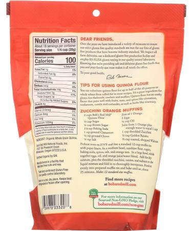 Buy Bob's Red Mill Organic Quinoa Flour | 18 oz - Whole Grain Nutrition - Buy Online on GoSupps.com