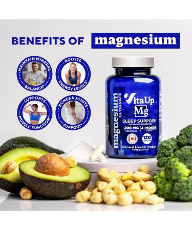 VitaUp Magnesium Glycinate for Men & Women - Magnesium Bisglycinate 200mg Capsules - High Absorption Magnesium Oxide - Muscle Function - Heart & Metabolism Support Magnesium Supplements 120 Vegan Caps 200mg Gentle - Buy Online on GoSupps.com
