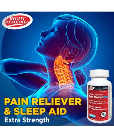 Extra Strength Pain Relief PM & Nighttime Sleep Aid - 300 Caplets | Acetaminophen 500mg & Diphenhydramine 25mg | Non-Habit Forming Compare to Tylenol PM - Buy Online on GoSupps.com