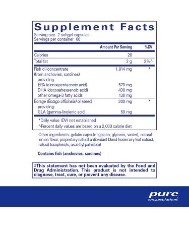 Pure Encapsulations EFA Essentials Softgel Capsules - Fish Oil and Borage Oil Blend - 120 ct - Buy Online on GoSupps.com