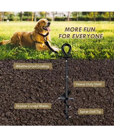 Heavy Duty Dog Tie Out Stake for Outdoor Use Strong Ground Anchor for Large Dogs Up to 150 lbs Perfect for Outdoor Dog Run Yard Camping Gear Beach Accessories Black - Buy Online on GoSupps.com