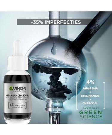 L'Or al Paris Garnier PureActive AHA + BHA Charcoal AntiImpurities Serum With Charcoal 30ml - Buy Online on GoSupps.com