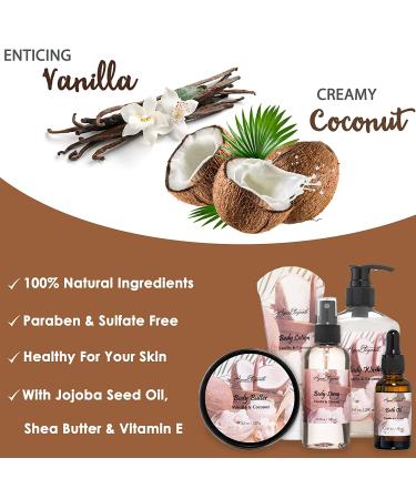Luxury Spa Gift Basket for Women | Coconut & Vanilla Bath Set - Body Wash, Bubble Bath, Lotion, and More | 10 Piece Set - Buy Online on GoSupps.com
