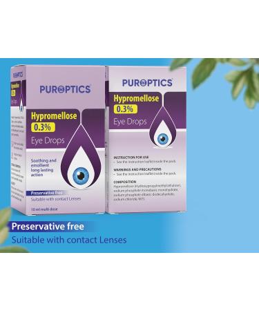 Puroptics Hypromellose 0.3% Preservative-Free Eye Drops for Dry Eyes | Lubricating Itchy Eye Drops - Relieve Tired & Irritated Eyes (3 Pack) - Buy Online on GoSupps.com