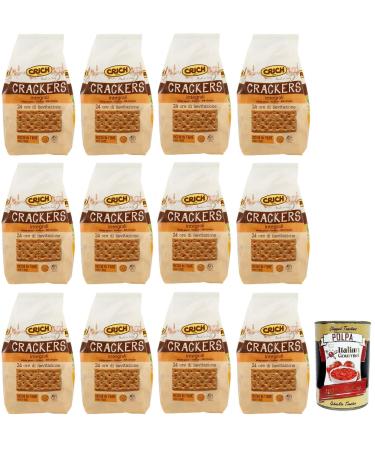 Italian Gourmet E.R. Crich Wholemeal Crackers Rich in Fibre with Sourdough 750 g + Tomato Pulp Italian Gourmet Tomato Pulp 400 g Box of 12