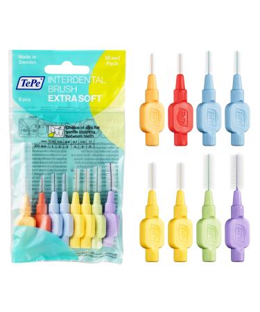 TEPE Interdental Brush Extra Soft Supersoft Dental Brush for Teeth Cleaning Pack of 8 Multi Pack Mixed Pack