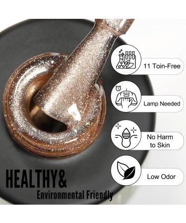 YOKE FELLOW Champagne Gold Cat Eye Gel Nail Polish 10ML - 9D Cateye UV Gel Polish for Salon Manicure or DIY - Buy Online on GoSupps.com