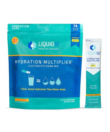 Liquid I.V. Hydration Multiplier - Golden Cherry - Hydration Powder Packets | Electrolyte Drink Mix | Easy Open Single-Serving Stick | Non-GMO (16)