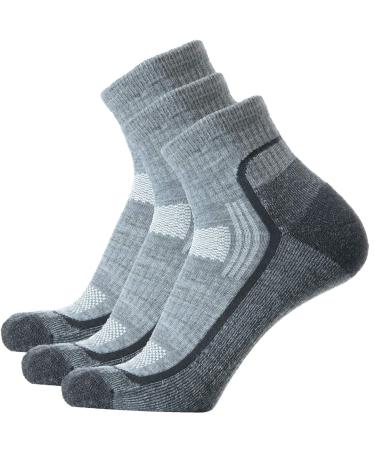 SOLAX 72% Men's and Women's Merino Wool Hiking Socks Outdoor Trail Trekking Cushioned Breathable Quarter Socks 3 Pack 10-13 Asst146