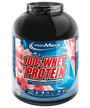 Ironmaxx 100% whey protein powder - strawberry 2.35kg can |Suck -reduced water -soluble protein powder from whey protein |Many different flavors strawberry 2.35kg can