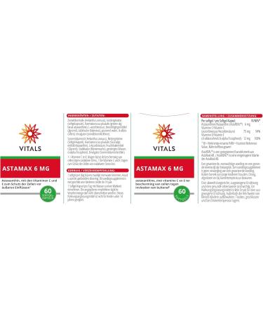 Buy Vitals Astamax 6mg Astaxanthin Softgels - Natural Algae-Based with Vitamin C & E | 60 Capsules | Astareal Expert Quality - Buy Online on GoSupps.com