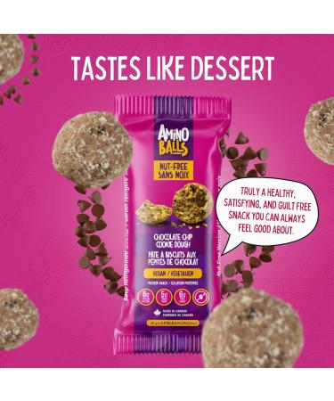 Amino Balls High Protein Balls Chocolate Chip Cookie Dough | 12pcs (3 Box) | Nut Free Plant Based Vegan Protein Snacks | Perfect for On-the-Go Energy and Satisfying Cravings without the Guilt Chocolate Chip Cookie Dough 3 Boxes (12 each) - Buy Online on GoSupps.com