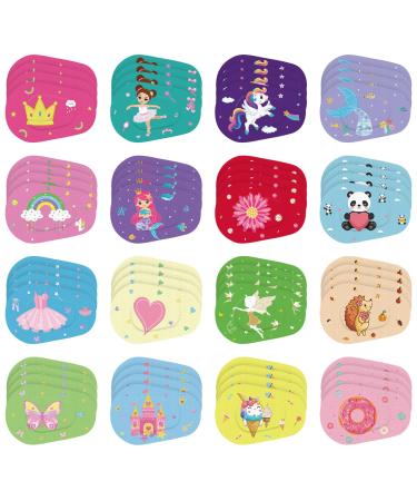 Timgle Adhesive Eye Patches for Kids Girls 16 Styles Toddler Eye Patches Bulk Latex Free Eye Pad Light Blocking Fun Cute Designs Cotton Adhesive Bandages for Kids Toddler Girls Boys(48 Pcs)