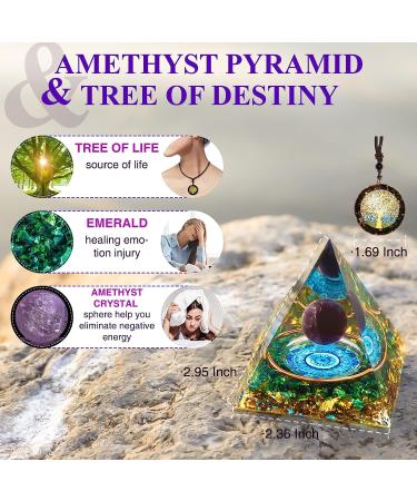Orgone Pyramid with Moonstone & Amethyst Crystals | Chakra Healing Stone for Success, Anti-Stress & Wealth | Home Office Decor - Buy Online on GoSupps.com
