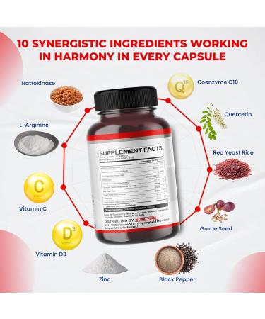 Nattokinase Supplement 4000FU, Enriched with CoQ10, Red Yeast Rice, Quercetin, Grade Seed, Zinc - Heart Wellness & Circulatory Support | 150 Capsules 150-day supply (pack of 1) - Buy Online on GoSupps.com