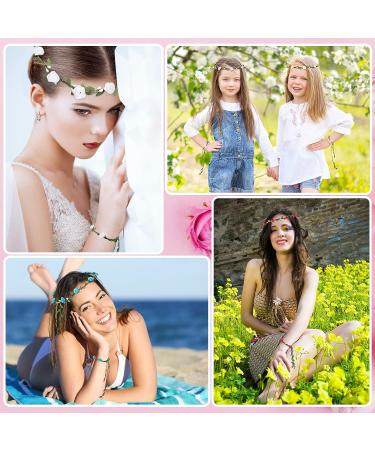XunYee 48-Piece Boho Flower Crown Wristband Set for Women & Girls - Floral Headpiece for Wedding, Beach, Birthday Party - Buy Online on GoSupps.com