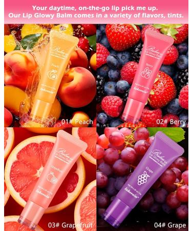 Hydrating Lip Glowy Balm | Ultra-Nourishing Lip Care for Dry Cracked Lips | Moisturizing Repair & Sleeping Mask | Day & Night Therapy | Glossy Lip Butter - 03 Grapefruit - Buy Online on GoSupps.com