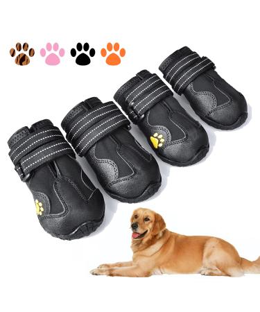XSY&G Dog Boots,Waterproof Dog Shoes,Dog Booties with Reflective Rugged Anti-Slip Sole and Skid-Proof,Outdoor Dog Shoes for Medium Dogs 4Pcs-Size6 Size 6:(2.9''x2.5'')(L*W) for 52-70 lbs Black