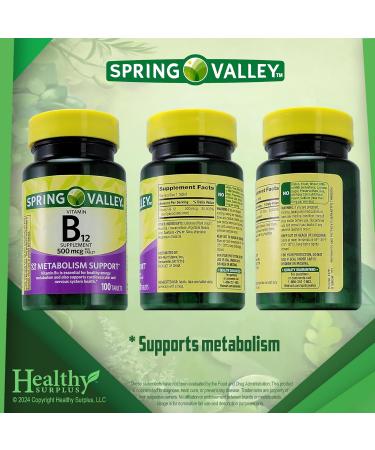 Healthy Surplus Vitamin B12 Supplement Tablets 500 mcg 100 Tablets and Vital Volumes Tips Card - Buy Online on GoSupps.com
