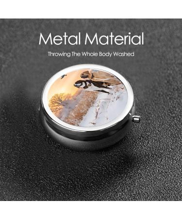 Buy Dog Catching Pheasant Printed Mini Round Pill Box | 3 Compartment Pill Organizer for Travel Home & Office | Portable Medicine Case - Buy Online on GoSupps.com
