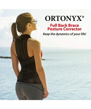 ORTONYX Full Back Support Brace - Relief for Upper and Lower Back Pain, Kyphosis, Rounded Shoulders - Posture Correction - Size Large - Black - Buy Online on GoSupps.com