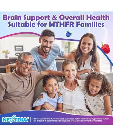 L-Methylfolate 1000 mcg + Methyl B12 Gummies for Kids & Adults - Active 5-MTHF, w/Omega-3 DHA & EPA(3:1), Choline & TMG, B6, Supports MTHFR Gene, Brain, Energy & Methylation, Sugar free, 60 Cts 60 Count (Pack of 1) - Buy Online on GoSupps.com