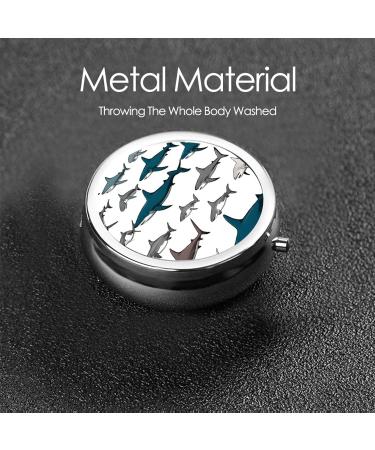 Buy Sharks Nautical Round Pill Box - 3 Compartment Mini Decorative Travel Organizer for Vitamins & Medicine - Buy Online on GoSupps.com