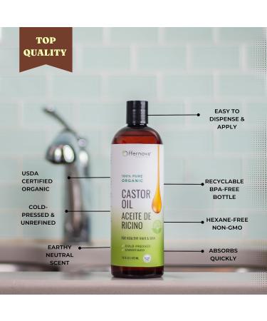 100% Pure Organic Castor Oil 16 OZ - Cold Pressed Hexane Free for Hair Eyelashes & Beard Growth - Ideal for Men & Women - Buy Online on GoSupps.com
