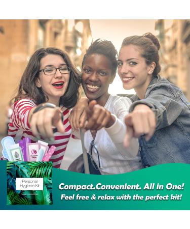 Menstrual Kit All-in-One for Traveling Tweens & Teens - Individually Wrapped Feminine Hygiene Products (Green Ferns) - Buy Online on GoSupps.com