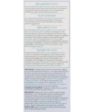 Vichy Aqualia Thermal Hydrating Face Serum - Hyaluronic Acid - 97% Natural Ingredients - Smooths Fine Lines - Silicone & Mineral Oil Free - Buy Online on GoSupps.com