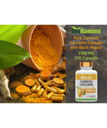 Turmeric Curcumin Capsules with Black Pepper 1500mg - 270 Capsules | 3 Month Supply | Non-GMO, Made in USA - Buy Online on GoSupps.com