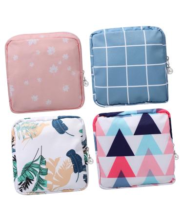 Pretyzoom 4 pieces of storage bag for women's bandages set for small bags Pad bag travel cosmetics bag case for women's bandages tampon bag monthly package Progressive cotton