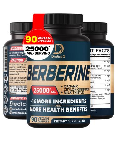 25000Mg Berberine Supplement with Ceylon Cinnamon Bark Milk Thistle Turmeric Curcumin Root & More - Support Heart Health Body Management & Immune System - 90 Capsules for 45 Servings
