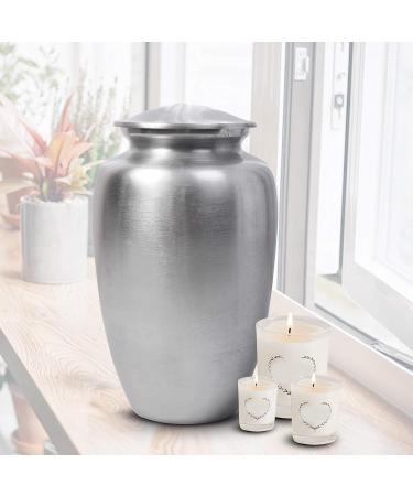 Cremation Urn for Adult Ashes Pewter Urn for Human Ashes Cremation Urns for Human Ashes Metal Hand Painted Burial and Funeral Cremation Urn With Elegant Finish - 10 Inch (25 CM) - Silver 10" Plain Silver - Buy Online on GoSupps.com